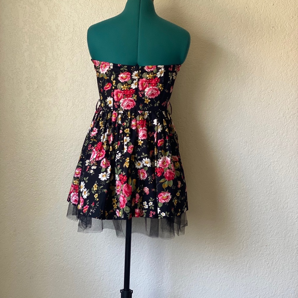SOLD floral black ruffle minidress sz S - Picture 6 of 8